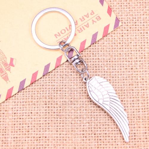 20pcs New Fashion Keychain 47x15mm angel wings Pendants DIY Men Jewelry Car Key Chain Ring Holder Souvenir For Gift