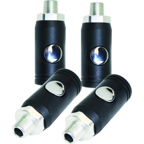 4PCS 2 in 1 Safety Coupler 1/4 in Female Thread Safety Air Plug Quick push connector Air compressor Accessories
