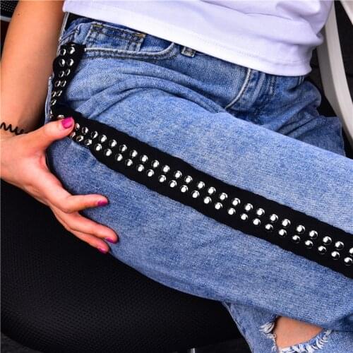 5 Yards/Lot Hand Beaded Trimming Chain Black Mesh Ribbon Diy Craft Sewing Clothing Accessories Decorative Metal Rivets Trousers