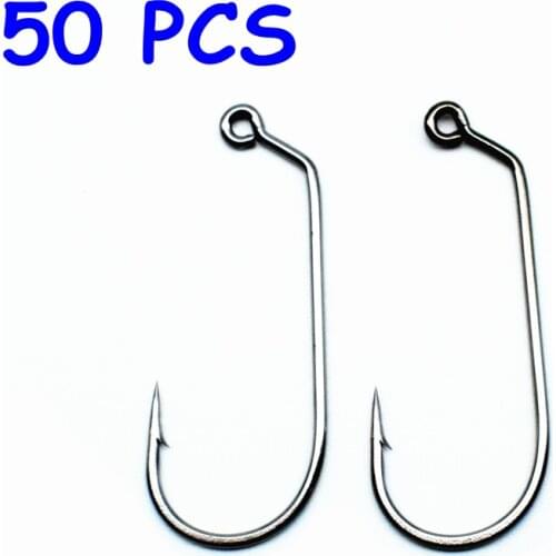 50 PCS Long Handle fishing hook Crank hook for soft worm bait offset fishhook