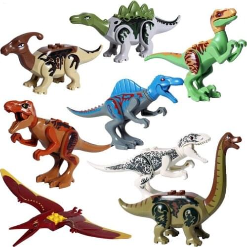 8 Sets/lot Dinosaur Park building blocks Pterosaur Stegosaurus Tyrannosaurus Rex dinosaurs educational toys for children