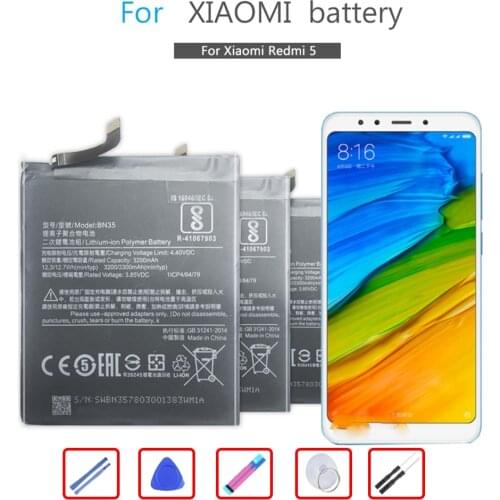 For Xiao mi BN35 Battery for Xiaomi Redmi 5 5.7" Replacement Battery for Redmi5 BN 35 3200 mAh High Capacity Phone Battery+tools