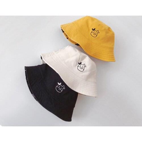 Children Cap Double-Sided Panama Beach Bucket Hats For Boy Girl Cow Sunshade Bonnet Outdoor Baby Basin Hat Cotton Kids Caps 1-5Y