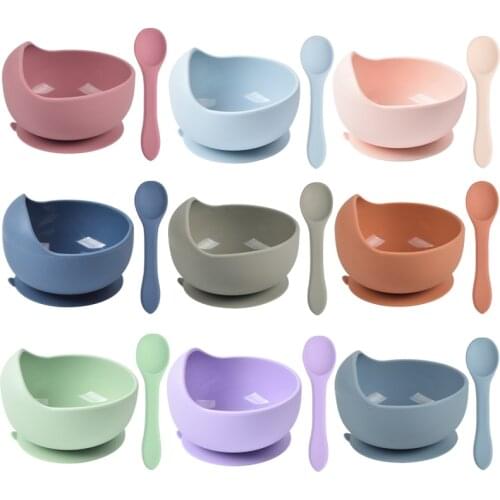 Baby Silicone Bowl FeedingTableware Set Non-Silp Suction Bowl Childrens Tableware Silicone Plate Set Baby Dishes Kitchenware