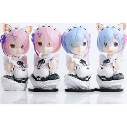 Anime Re:ZERO Starting Life In Another World Rem Ram Cat Ear Head Bust Portrait Figure PVC Figure Figurine Model