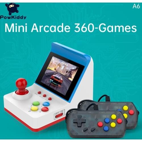 POWKIDDY A6 Mini Arcade Video Game Console Childrens Gift Toys8-Bit Handheld Game Console Support TV Built-In 360 Retro Games