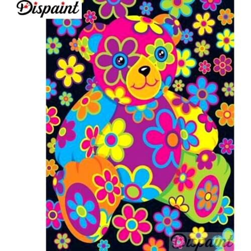 Dispaint Full Square/Round Drill 5D DIY Diamond Painting "Flower bear" Embroidery Cross Stitch 3D Home Decor A12578