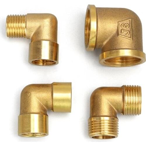 1/8" 1/4" 3/8" 1/2" Female x Male Thread 90 Deg Brass Elbow Pipe Fitting Connector Coupler For Water Fuel Copper