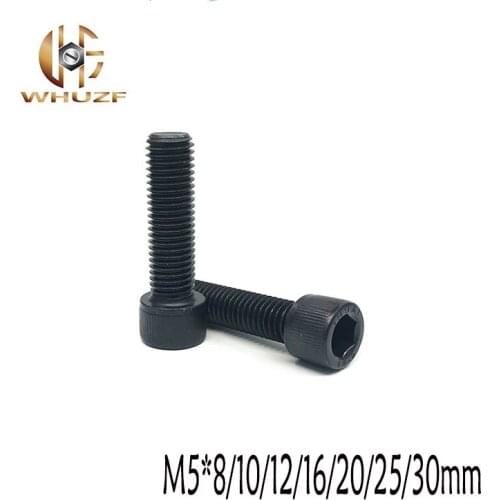 M5*8/10/12/16/20/25/30mm DIN912 Grade 12.9 Alloy Black Steel Hexagon Socket Head Cap Furniture Screws