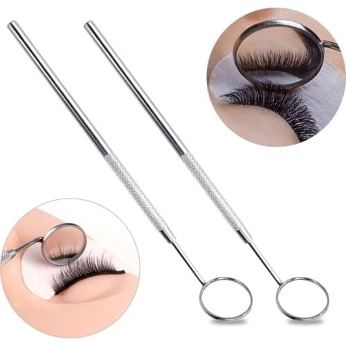1/2Pcs Eyelash Extension Mirror Multifunction Stainless Steel Checking Grafting Eyelashes Handle Oral Teeth Clean Eyelash Tools