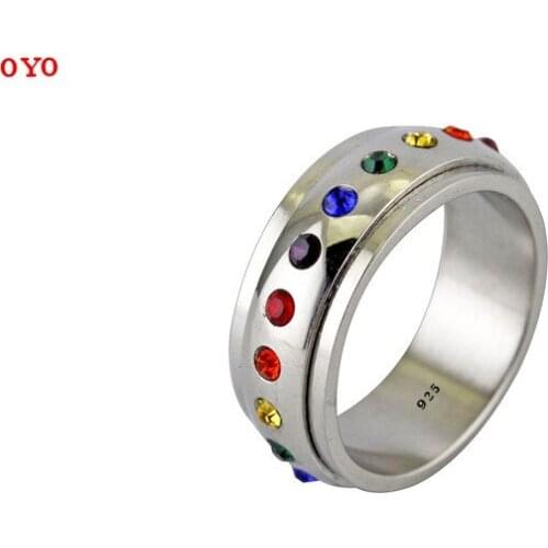 925 silver fashion rotatable diamond ring