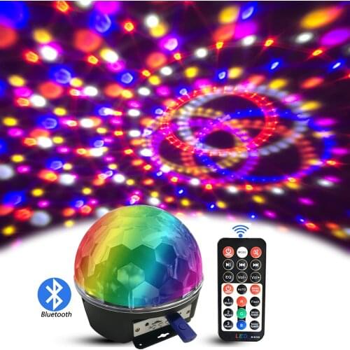 LED Bluetooth Disco Ball Light with Mp3 Player Speaker dj Prom Sound Party Stage Lights 9 Color Laser Projection Lamp for Home