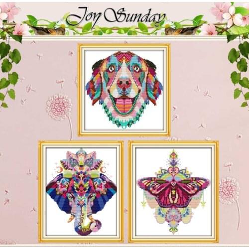 Colorful Elephant Butterfly Counted Cross Stitch 11CT 14CT Cross Stitch Set Wholesale Cross-stitch Kit Embroidery Needlework