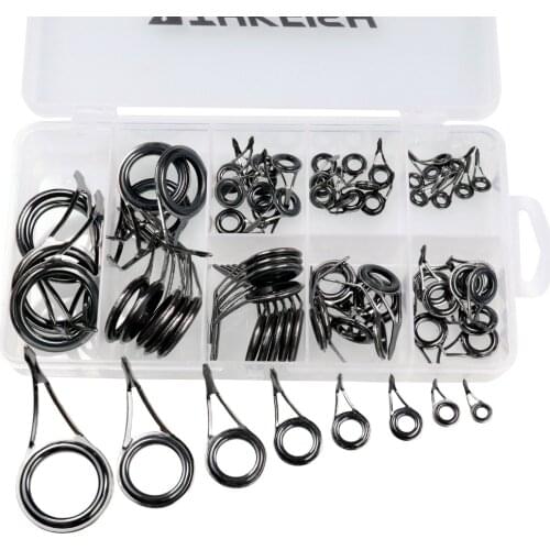 75 Pcs/Box Fishing Rod Guides Guide Single Leg Ceramics Ring Telescopic Surf Casting Fishing Pole Guides Tip Tops Rod Accessory