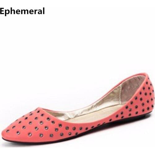 Lady Cheap Rivets Glitter Sequined Big Size(4-15)Pointed Closed Toe Cover Heels Flattie Women Thin Ballerina Shoes Summer Style