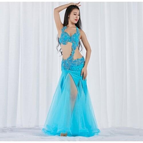 New 2019 Belly Dancing Egyptian Costumes Oriental Dance 3pcs Women Professional Belly Dance Costume Bra Belt Skirt Customize