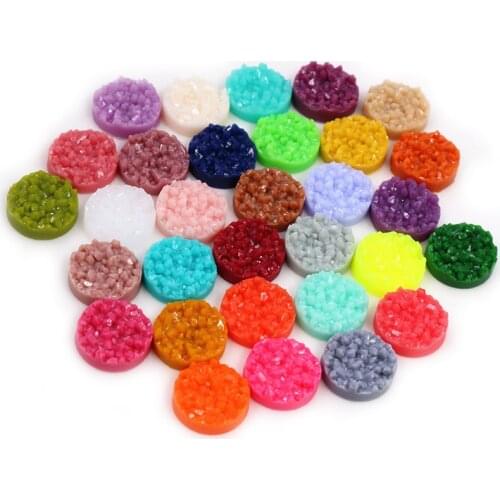 New Colorful 8/10/12mm 40pcs/Lot Natural Ore Flat Back Resin Cabochons For Bracelet Earrings DIY Jewelry Making Accessories