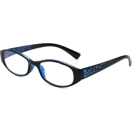 Womens Floral Anti Blue Light Reading Glasses Spring Hinge Presbyopic Mens Vintage Eyeglasses Diamond Flower Leg