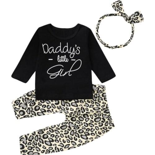 Baby Girls Leopard print Clothes Newborn Tops T Shirt Pants Spring Outfits 3pcs Baby girl Clothes Set Cotton Casual