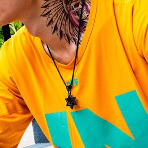 Necklace men black chain necklace Hexagram pendant stainless steel hip hop necklace jewelry on the neck gift for men accessories