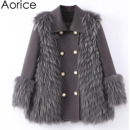 Aorice Women Real Natural Fox Fur Coat Jacket Trench 2021 New Female Winter Coats Jackets Parka Z21M27