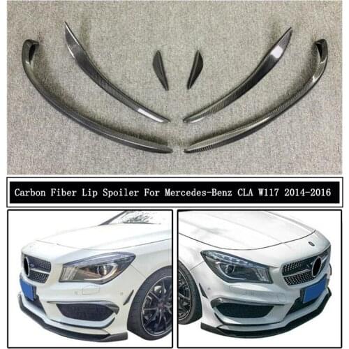 For Mercedes-Benz CLA W117 CLA43 2014 2015 2016 Carbon Fiber Front Grille Fog Lamp Light Lip Spoiler Bumper Diffuser Splitters