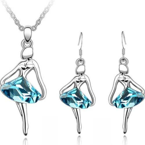 Bal set dancing angle girl Pendant fashion Jewelry set Necklace Earrings dropshipping bridal women quality Austria Crystal