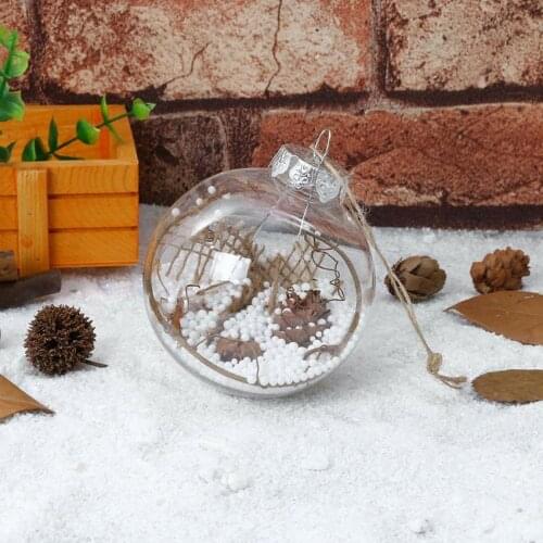 Romantic Christmas Tree Pendant Hanging Ornament Transparent Clear Plastic Decoration Snow Ball for Xmas Home Outdoor Decor