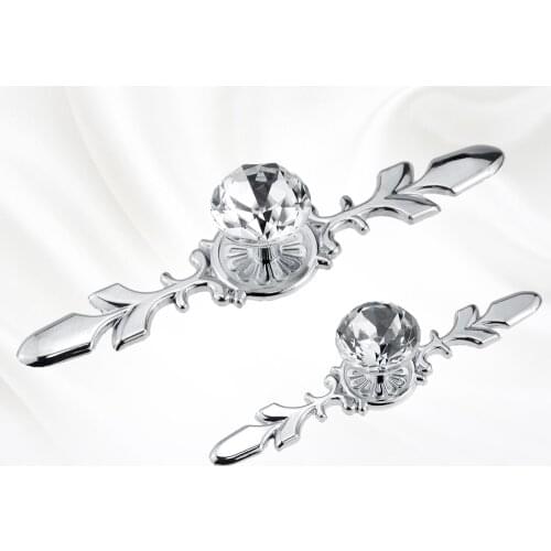 1Pcs European Transparent Crystal Handle Single Hole Cabinet Wardrobe Door Handle Glass Drill Zinc Alloy Handle For Cabinet Ward