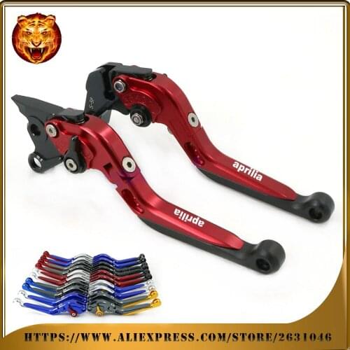 Adjustable Folding Extendable Brake Clutch Lever For APRILIA TUONO V4R 2011 2012 2013 2014 CNC LOGO Motorcycle red black gold
