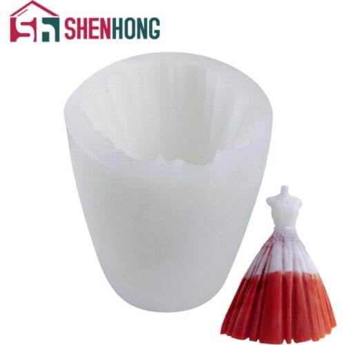 SHENHONG 3D Princess Dress Silicone Mold Fondant Cake Border Mould Chocolate Sugar Craft Decorating Tools Baking Accessories