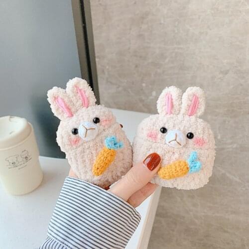 Cute Plush Knitting Rabbit Dog Wireless Bluetooth Earphone Case For Apple AirPods Earphones Protective Cases For Airpods 2 Cover