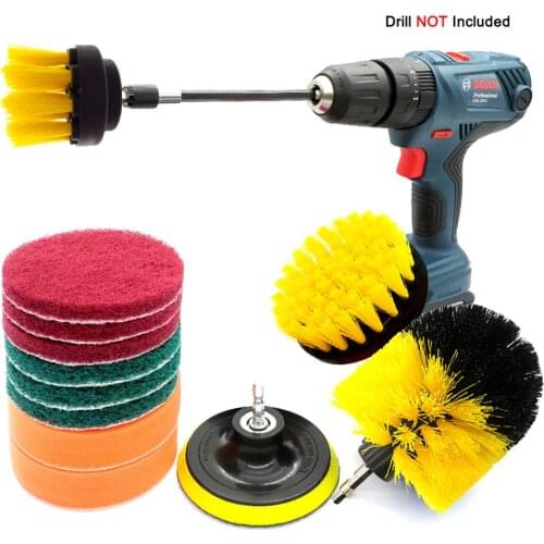 Universal 12PCS/3PCS Optional Electric Washing Brush Head Electric Drill Set For Car Home Bathroom Kitchen Cleaning Dual Use