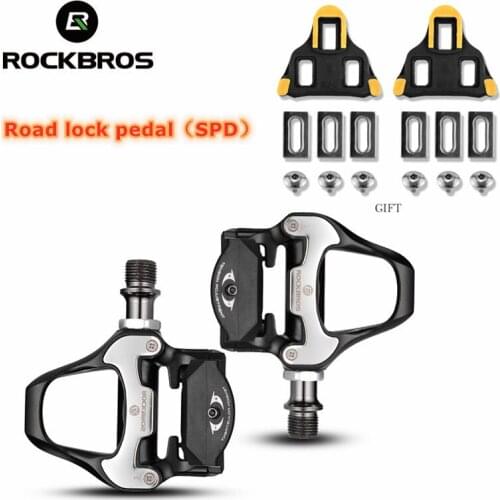 ROCKBROS Bicycle Self-locking Pedals Road Bike Pedals Cycling Road Aluminum Alloy SPD LOOK Pedals 2 Sealed Bearing Bike Part