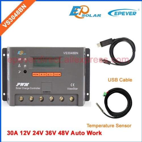 VS3048BN 30A EPEVER Solar battery charging regulator 30amps VS3048BN LCD display Low price to Korea,USB cable PC connect