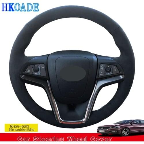 DIY Hand-stitched Black Soft Suede Car Accessories Steering Wheel Cover For Chevrolet Malibu 2011-2014 Volt 2011-2015