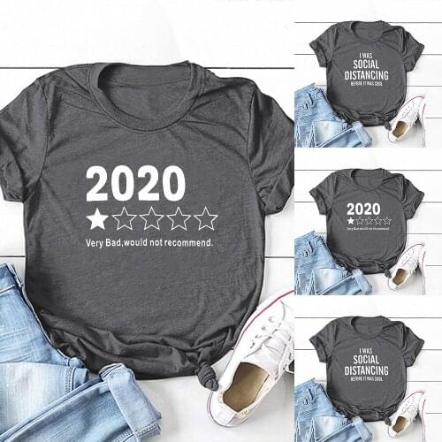 2021 Gray Women Top T-Shirt Summer Letter Printed Ladies O Neck Tshirt Tee Shirt Fashion Casual Female Tshirt T-Shirt D30