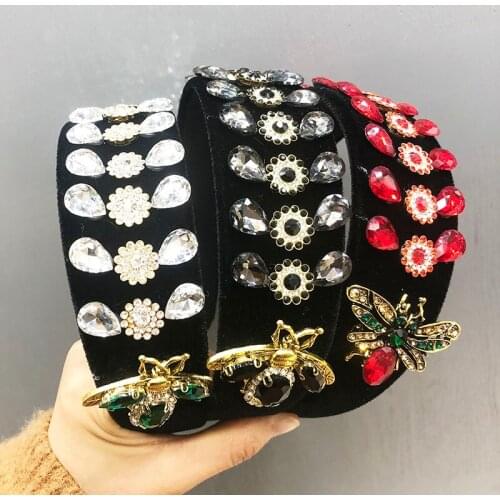 Womens Baroque Crystal Flower Headband butterfly Colorful Acrylic Drilling Wedding Party Hairbands