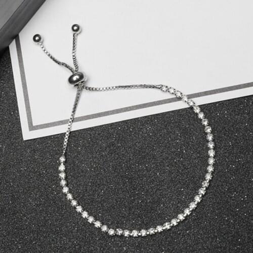Womens Copper Plated Cubic Zirconia Adjustable Tennis Bracelet Jewelry Gift