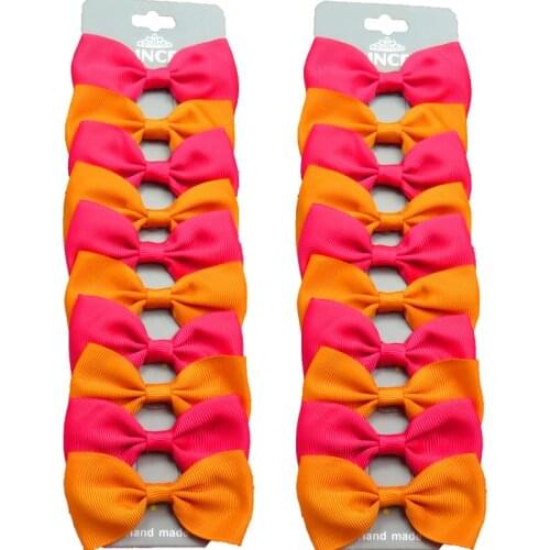 20PCS/Lot Lovely Orange and Rose Hairpins Grosgrain Ribbon Bows Clips 2020 Korean Creativity Hair Accessories For Baby Girls NEW