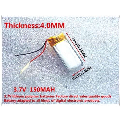 3.7V tablet battery 401430 041430 150mAH Bluetooth cell batteries selling MP3MP4