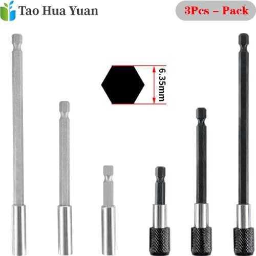 3Pcs 1/4 Inch Quick Hex Shank Release Magnetic Electric Screwdriver Extension Bit Holder 60 100 150mm Extension Rod Tools Set AA