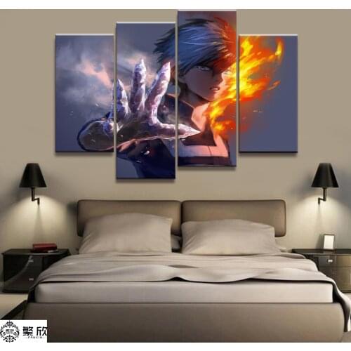 4 Panel My hero Academy Anime poster Canvas Printed Painting For Living Room Wall Art Decor Picture Artworks Poster