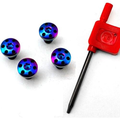4pcs/Set Roast Blue Stainless Steel 1911 Grips Screws CNC Custom Made T8 Plum Screw With T8 Torx Key Wrench Screwdriver Bolt DIY