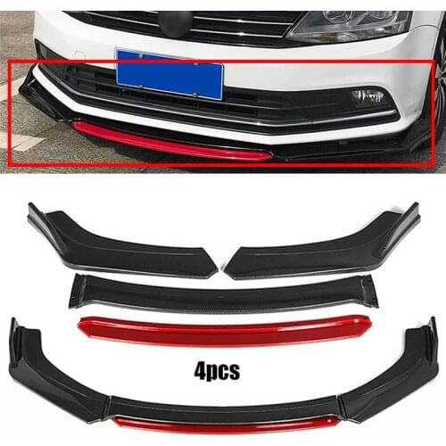 4PCS Universal ABS Car Front Bumper Lip Body Kit Splitter Diffuser Canard For BMW Honda Audi Benz VW Golf Carbon Fiber / Black