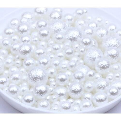 400pcs 3-8mm Mix Sizes No Hole ABS Wrinkled Skin Imitation Pearl Beads Round White Ivory Beads For Clothes Shoes Jewelry Making