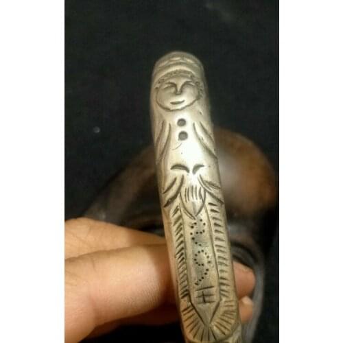 Noble Decor Wonderful Miao Silver carved figure Lucky Bracelet bangle