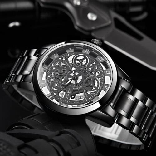 SOXY Top Brand Men Watches Silver Luxury Hollow Steel Watch Unisex Quartz Male Clock R Unisex Relogio Masculino