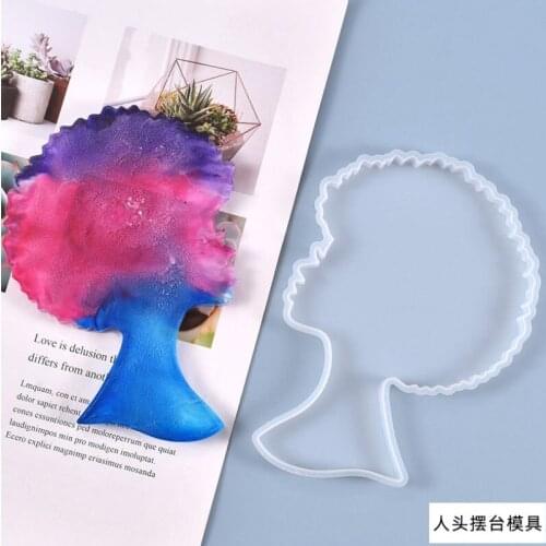 DIY Explosive Hair Female Head Crystal Drop Mold Ornament Resin Silicone Mould Handmade Tool Jewelry Molds