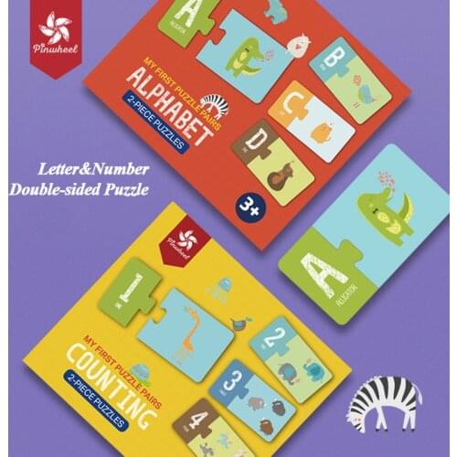 Pinwheel Letter&Numbe Double-sided Puzzle Cognition Brain Training Jigsaw Teaching Aids Childrens Early Educational Toys Gifts